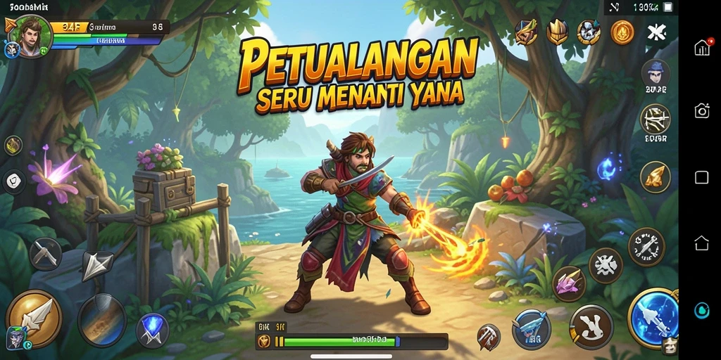 Gameplay 34R menampilkan karakter menjelajahi dunia petualangan yang menakjubkan.