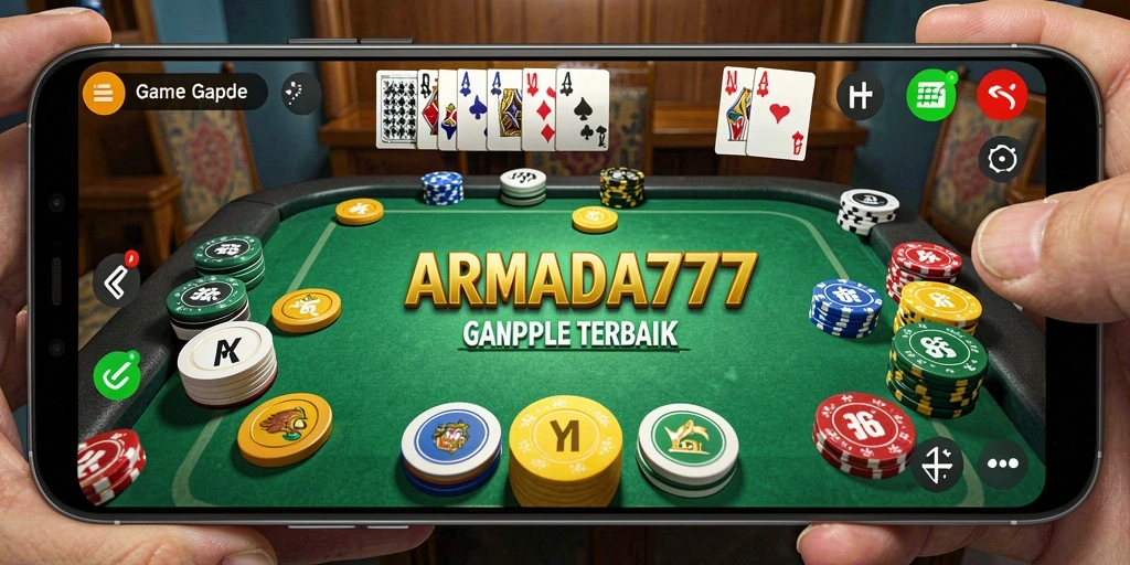 Tampilan menarik dari gameplay gaple dalam ARMADA777 yang menegangkan.