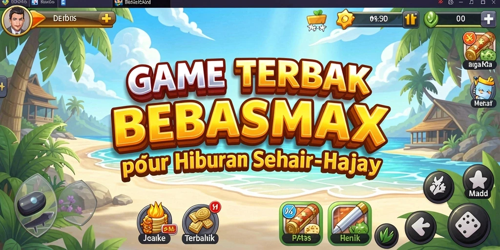 Tampilan gameplay BEBASMAX dengan sumber daya yang berkembang.