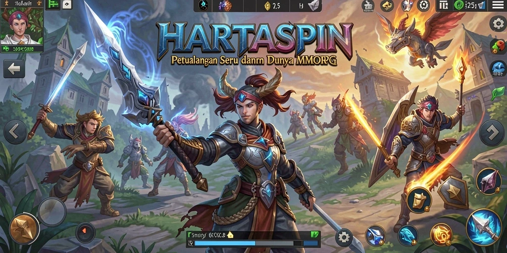 Tampilan gameplay HARTASPIN yang memukau dalam petualangan MMORPG.