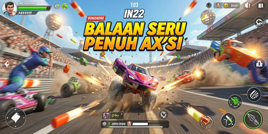 Tampilan gameplay IN22 menampilkan aksi balap yang mendebarkan.