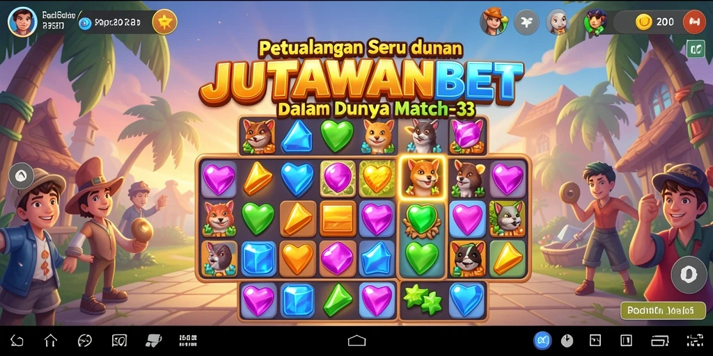 Tangkapan layar gameplay seru JUTAWANBET dengan level Match-3 yang menantang.