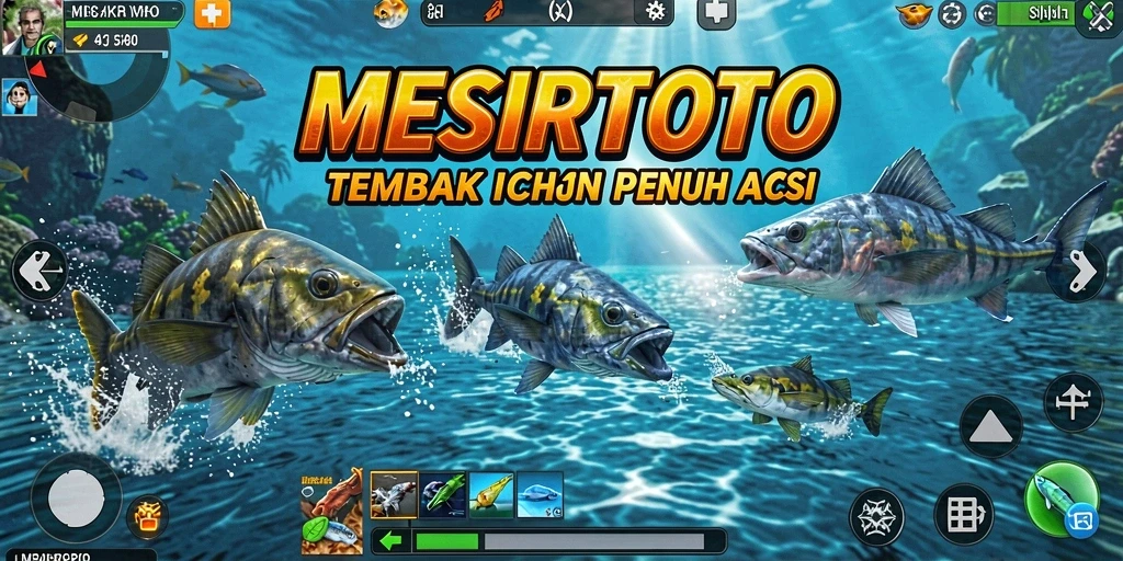 Tampilan gameplay seru di MESIRTOTO saat berburu ikan.