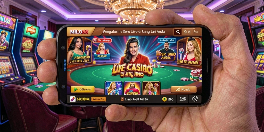 Screenshot gameplay Live Casino di MILO88 dengan dealer dan pemain aktif.
